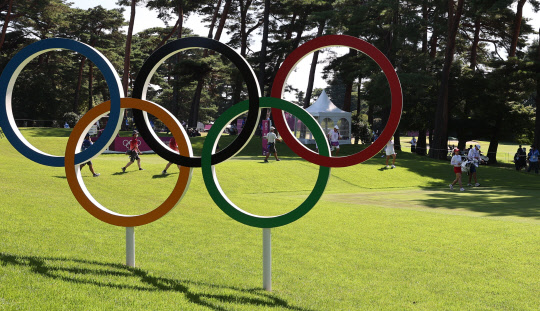 5일 일본 가스미가세키 컨트리클럽에서 열린 도쿄올림픽 여자골프 2라운드 16번홀. 연합뉴스.